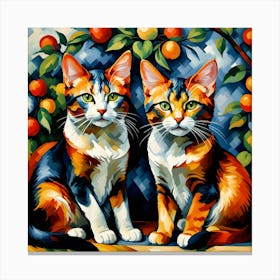 Two Cats With Oranges Modern Art Cezanne Inspired 2 Canvas Print