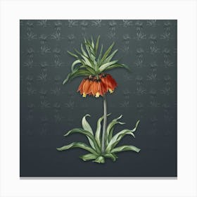 Vintage Fritillaries Botanical on Slate Gray Pattern n.2112 Canvas Print