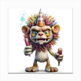 Lion With A Hat Canvas Print