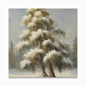 Pine Tree In Snow 1 Canvas Print