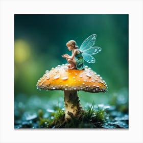 Fairy On A Mushroom 1 Canvas Print