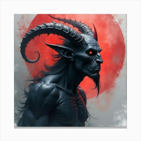 Demon In A Watercolor Black Magic Realm, Dark And Colorful 1 Canvas Print