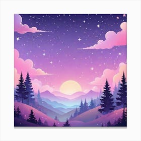 Sky With Twinkling Stars In Pastel Colors Square Composition 68 Canvas Print