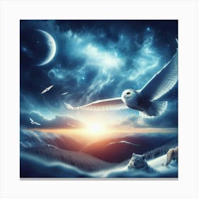 Owl In The Sky Canvas Print