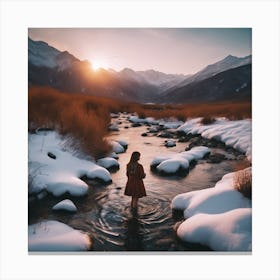 Girl In The Snow Canvas Print