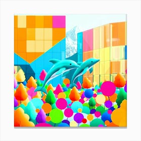 Dolphins In The City Canvas Print