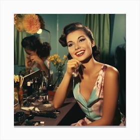Vintage Woman In A Dressing Room Canvas Print