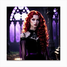 Gothic Girl In A Black Dress Canvas Print