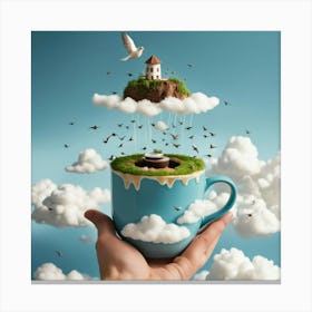 Coffee Cup In The Clouds 2 Canvas Print