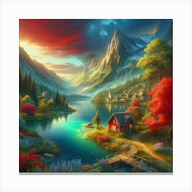 Village In The Mountains Canvas Print