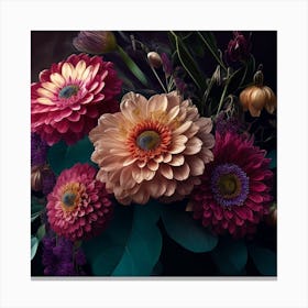 Flower Bouquet In A Vase Canvas Print