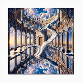Inspired by: M.C. Escher's Architectural Illusions and Impossible Spaces Canvas Print