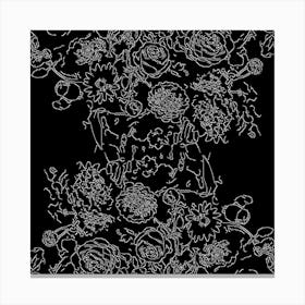 Black And White Floral Pattern Canvas Print