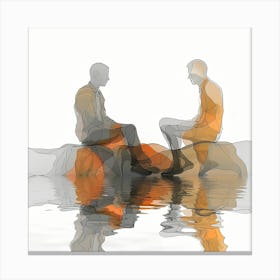 Two People Sitting In Water- Reflection art - abstract art, abstract painting  city wall art, colorful wall art, home decor, minimal art, modern wall art, wall art, wall decoration, wall print colourful wall art, decor wall art, digital art, digital art download, interior wall art, downloadable art, eclectic wall, fantasy wall art, home decoration, home decor wall, printable art, printable wall art, wall art prints, artistic expression, contemporary, modern art print, Canvas Print