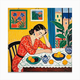 Woman At A Table 2 Canvas Print