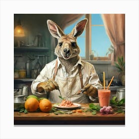 Kangaroo In The Kitchen Canvas Print