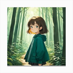 Anime Girl In The Forest 2 Canvas Print