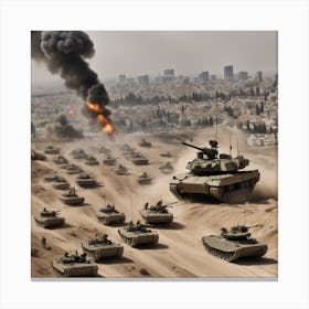 Israeli Tanks In The Desert 2 Canvas Print