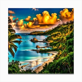 Caribbean Landscape Blending Distinguishable Reality With The Fantastical Uhd Enshrouded In An Us(1) Canvas Print