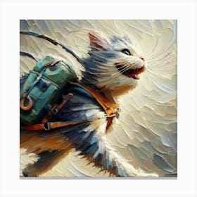 Cat With Backpack 2 Canvas Print