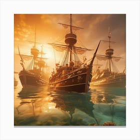 Ships In The Sea Canvas Print