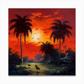 Sunset In The Jungle Canvas Print