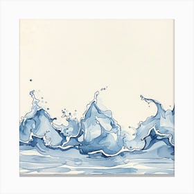 Watercolor Of Waves Canvas Print