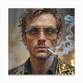 Man Smoking A Cigarette Canvas Print