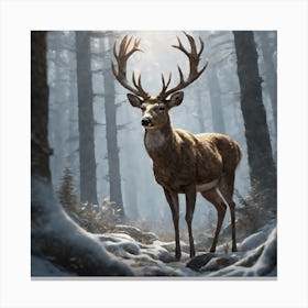 Deer In The Woods 41 Canvas Print