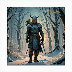 Viking In The Woods Canvas Print