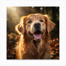 Golden Retriever In The Forest Canvas Print