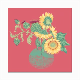 Gordes Flower Square Canvas Print