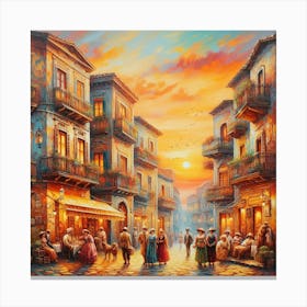 Italian Street At Sunset Canvas Print