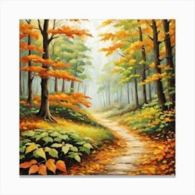 Forest In Autumn In Minimalist Style Square Composition 91 Canvas Print