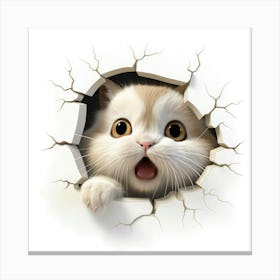 Cat Peeking Out Of A Hole 6 Canvas Print