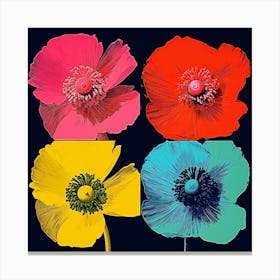 Andy Warhol Style Pop Art Flowers Anemone 1 Square Canvas Print