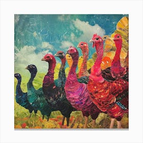 Retro Rainbow Turkey Collage 2 Canvas Print