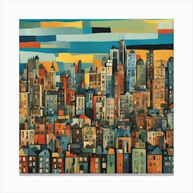 Picasso's Urban Dreamscape: New York skyline Canvas Print