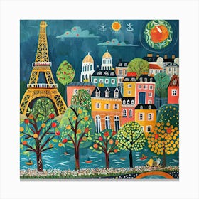 Kids Travel Illustration Paris 3 Canvas Print