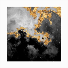 100 Nebulas in Space with Stars Abstract in Black and Gold n.116 Canvas Print
