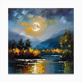 Moonlight Over The Lake Canvas Print