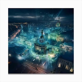 Futuristic City At Night Canvas Print