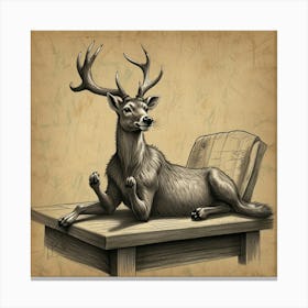 Deer On A Table Canvas Print