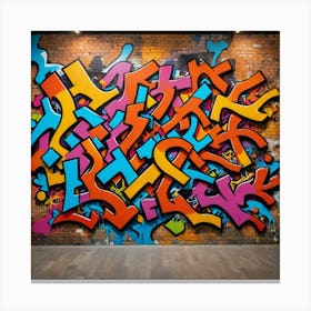 Urban Echoes: Graffiti Tales on Brick Walls Canvas Print