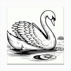 Line Art swan 2 Canvas Print