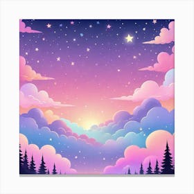 Sky With Twinkling Stars In Pastel Colors Square Composition 211 Canvas Print