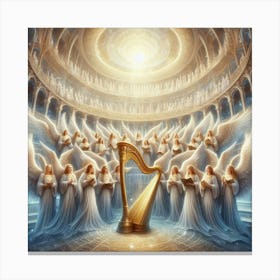 Angels And Harp Canvas Print