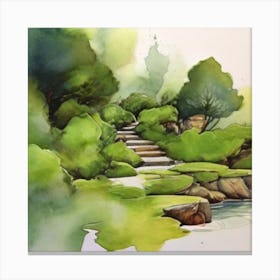 Watercolour Of A Garden Canvas Print