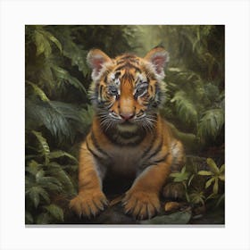 Tiger cub in Jungle Canvas Print