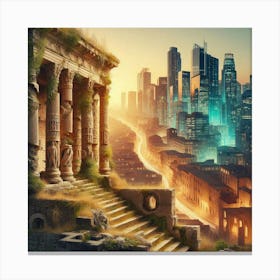 City At Sunset Canvas Print